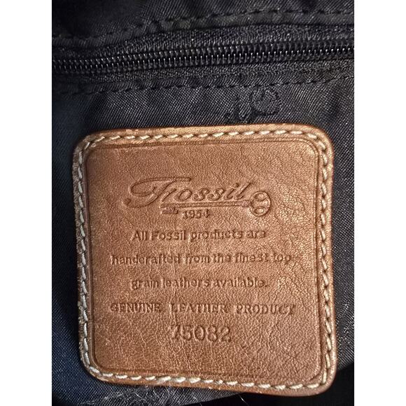 Vintage FOSSIL Brown British Tan Leather Shoulder Drawstring Bucket Bag - Picture 14 of 14